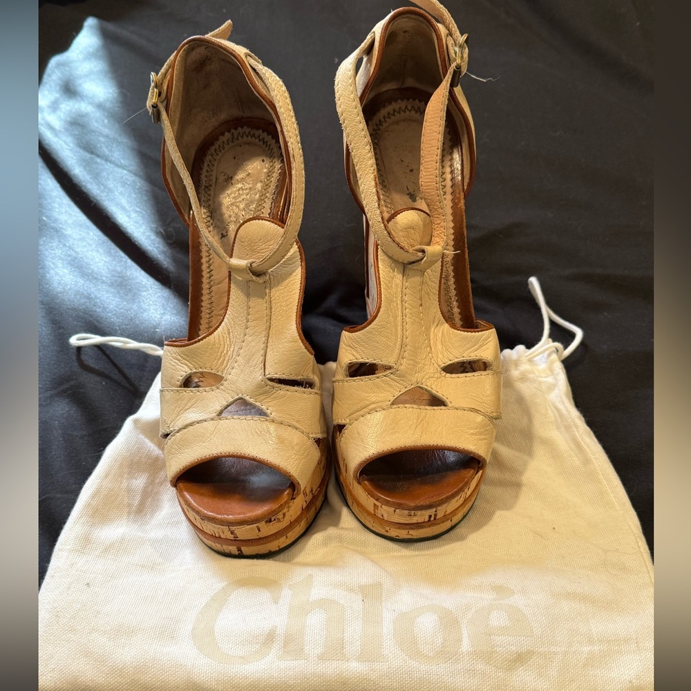 Chloe Shirley Cork Platform Wedge